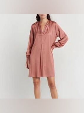 Treasure & Bond • NWT $130  Satin Long Sleeve Dress PTP 26”